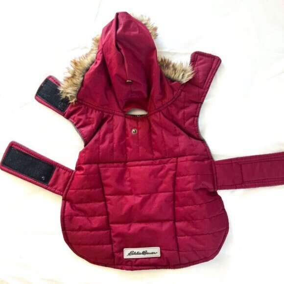 "NEW" Eddie Bauer Chinook Dog Pet Jacket Coat with hood red Small - Picture 6 of 13